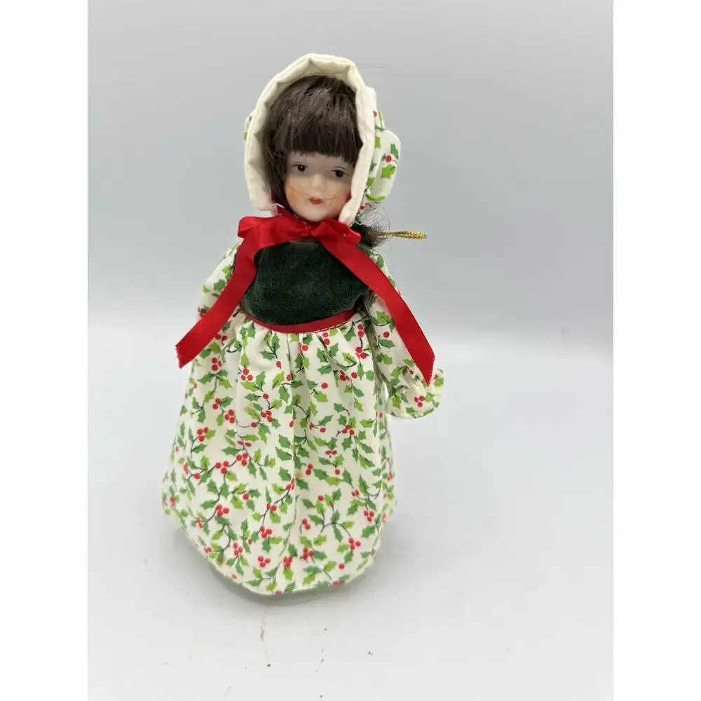 Zasan Porcelain Doll Floral Dress Christmas Ornament Collectible 8